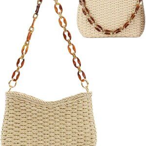 Small Handwoven Straw Purse Boho Chic Beach Bag Woven Eco-friendly Compact